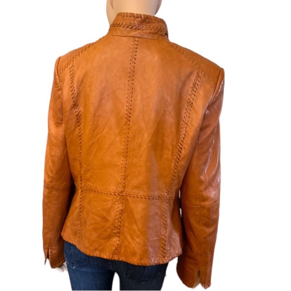 Ellen Tracy 100% Leather Bohemian Jacket Size 16 in good preowned condition - Picture 8 of 16